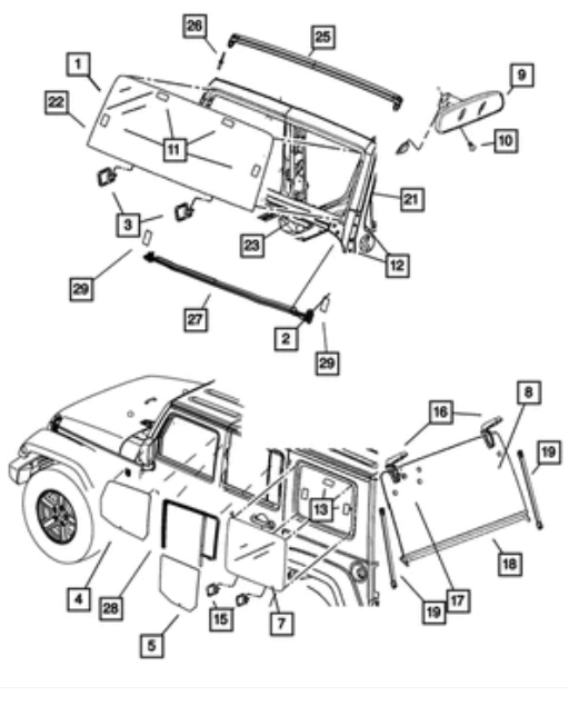 Lift-Gate Gas Cylinder Support, Right - Mopar (4589609AA)