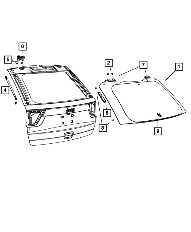 Lift-Gate Glass Prop, Left - Mopar (68083885AA)