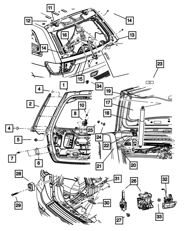 Lift-Gate Gas Cylinder Support, Right - Mopar (55113632AC)