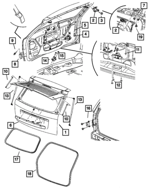 Lift-Gate Opening Support, Left - Mopar (68025358AB)